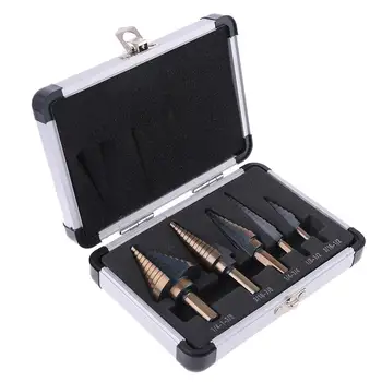 

5pcs Step Drill Bit Set Hss Cobalt Multiple Hole 50 Sizes Cobalt Titanium Conical Carbide Drill Perforator Hole Cutter Tool