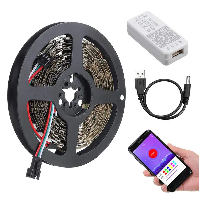 DC5V WS2812B bluetooth USB Светодиодная лента 5050 APP контроллер RGB индивидуально адресуемый светодиодный светильник WS2812 пикселей набор полосок
