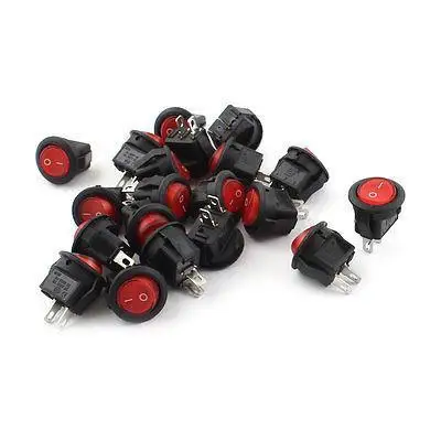 

20 Pcs SPST 2 Pins 2 Positions Red Button Plastic Rocker Boat Switch