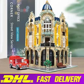 

Creative 16010 Street View Buildings the Post Office Conner Set with Led Light Mould King Building Blocks Kids Christmas Toys