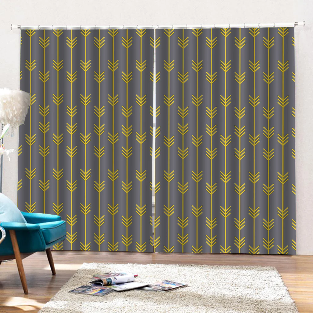 Tribal Feather yellow Arrow Shower Curtain Bedroom Fabric Bedroom Childrens Modern Hotel Hooks Cute set