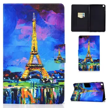 

Watercolor Paris Tower Tree Dog Cat Sand Prints Flip Cover For Samsung Galaxy Tab A7 10.4 2020 T500 T505 Card Slots Stand Case