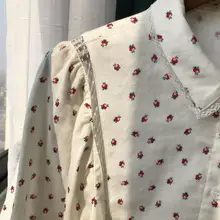 Новинка Хлопковая женская Свободная блузка с цветочным принтом, рубашка с рукавом три четверти, милые женские топы