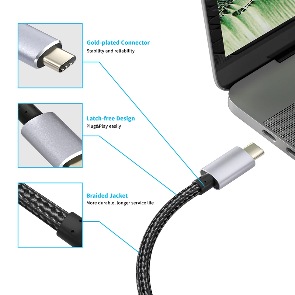Thunderbolt USB C to Displayport cable 8K 4K 144Hz 2K