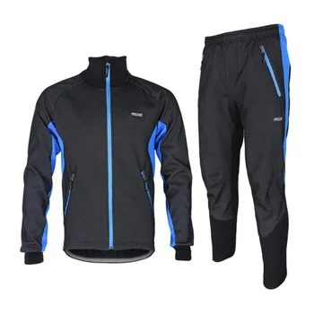 

ARSUXEO Mens Winter Thermal Cycling Jacket Tops+Pants Windproof Breathable