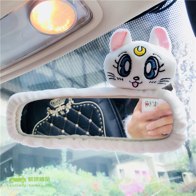 かわいい猫の車のバックミラーカバーかわいいクリエイティブな韓国の文字ミラー漫画リバースデコレーション女性 Rearview Mirror Cover Aliexpress
