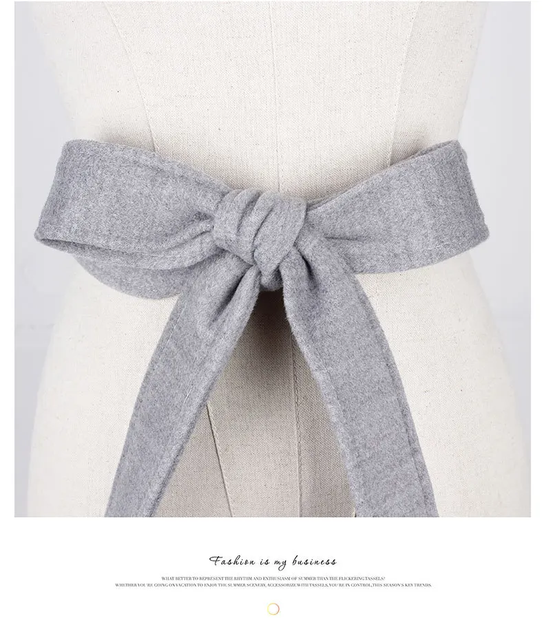 Новые шерстяные ремни для пальто для женщин модный однотонный ремень с бантом Женская ветровка платье пояс женский пояс