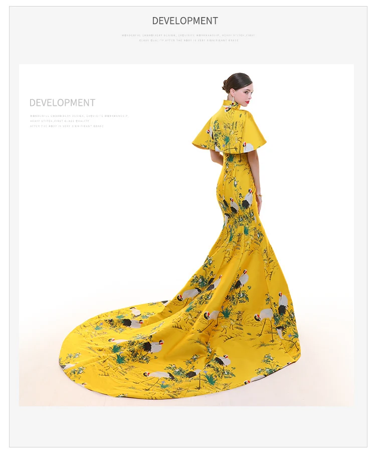 Vestido Восточный вечер современные китайские традиционные платья для женщин желтый Чонсам Ципао китайский женский халат Китайский халат свадьбы