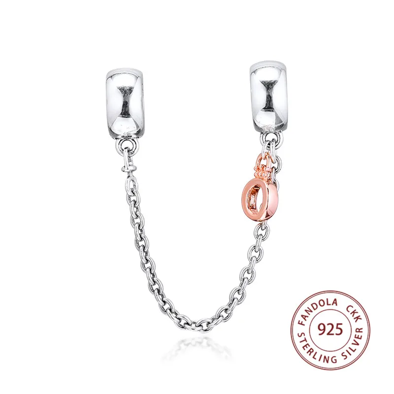 Подходит браслет в европейском стиле Argent Charm 925 пробы Серебряная висячая Корона O безопасная цепь Силиконовые Подвески бусины для изготовления ювелирных изделий
