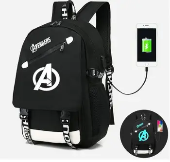 

Luminous Student School Backpack The Avengers Anime USB Charge Laptop Computer Backpack for Teenager Anti-theft Boys Bags