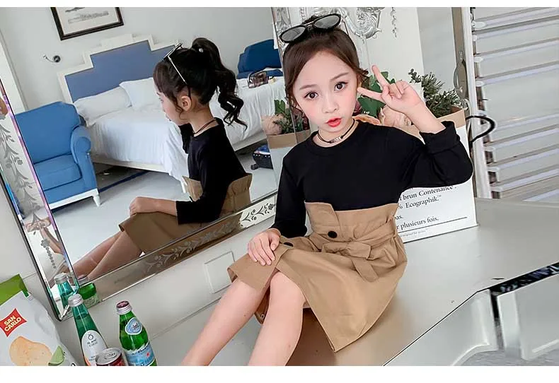 School New Girls Dresses 2019 Teenage Children Patchwork Dress Autumn Spring Girl Dress Baby Princess Dress Toddler Clothes (5)