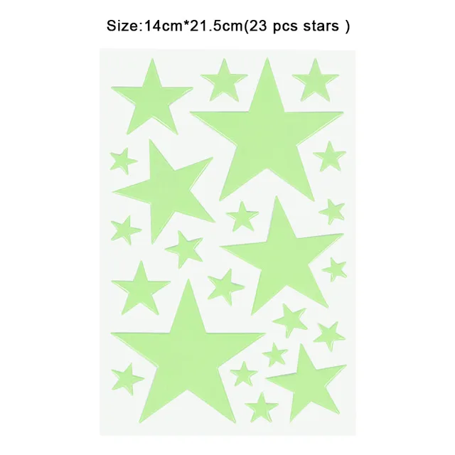 Luminous 3D Stars Dots Wall Sticker for Kids Room Bedroom Home Decoration Glow In The Dark Moon Decal Fluorescent DIY Stickers 23pcs star