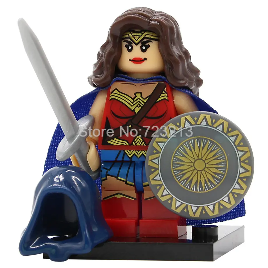 Wonder Woman Супергерой Супермен Бизарро киборг фигурка флэш Аквамен Скотт бесплатно Бэтмен мистер чудо строительные блоки модель игрушки - Цвет: Wonder Woman