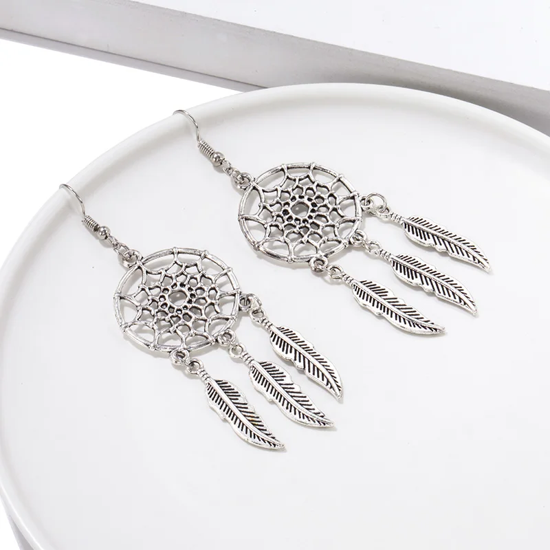 Корейские длинные массивные женские серьги в стиле ретро с перьями подвески для