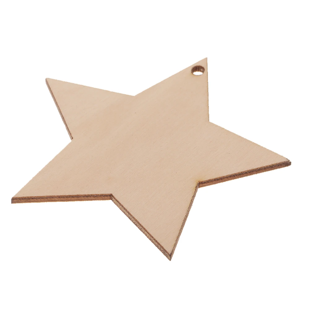 10x 8cm Wood Slices Star Shapes For DIY Crafts Party Decor Wedding Gift Tags