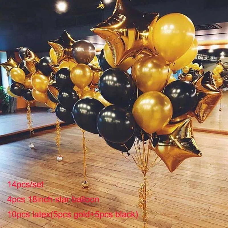 Blue Gold Balloons Birthday Party Decoration Kids Adult Metallic Balloon Inflatable Air Ball Birthday Ballon 1st Birthday Decor - Цвет: gold and black