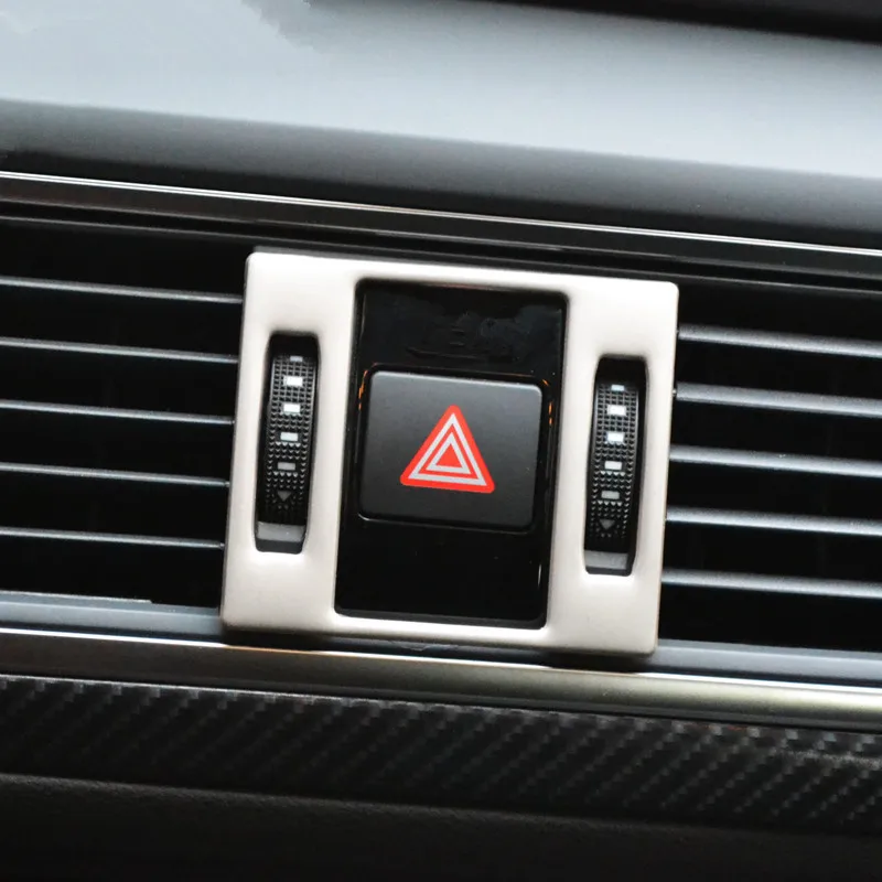 

Car Middle Console Air Conditioner Safety Warning Light Frame Cover Trim For Audi A6 C7 2012-17 Interior Stainless Steel Sticker