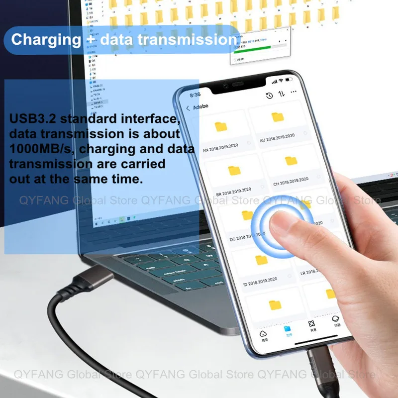 USB3.2 10Gbps Cable USB Type A to USB C 3.1/3.2 Gen2 Cable Data Transfer USB C SSD Hard Disk Cable 3A 60W QC 3.0 Fast Charging