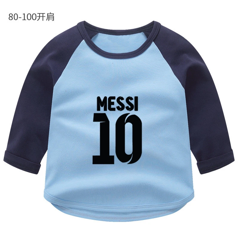 MESSI 10 летнее платье с О-образным вырезом топы с принтом для мальчиков и девочек, цветные туфли с длинным рукавом с изображением мультипликационных персонажей для детей футболка для детей - Цвет: as picture