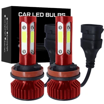H11 4 면 Cob H7 H8 HB3 9005 HB4 9006 LED 헤드라이트, 자동차 전구, 자동 안개등, 팬 없는 미니 LED V4, 10000LM, 8000K, 6000K, 2 개