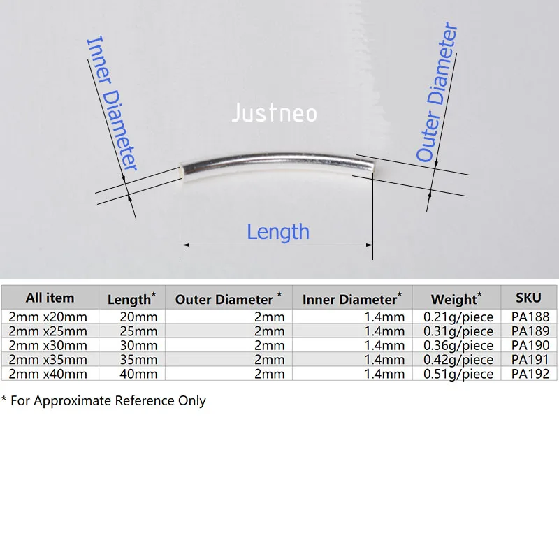 30 Pezzi Adabele Autentici Perline Tubolari Curve Lisce In Argento Sterling 925 Da 30 Mm X 2 Mm Foro Da 15 Mm Per La Creazione Di Gioielli Ss2~p114457150 - Foto 4