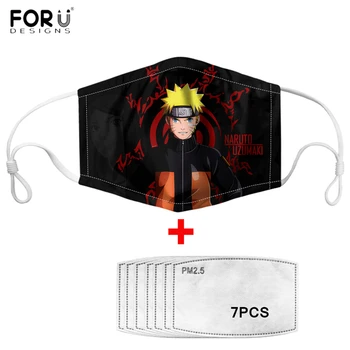 

FORUDESIGNS Hot Anime Naruto Pattern Adults Men Face Masks Adjustable Male Elastic Mouth Masks Outdoor Cycle Mask with Filters