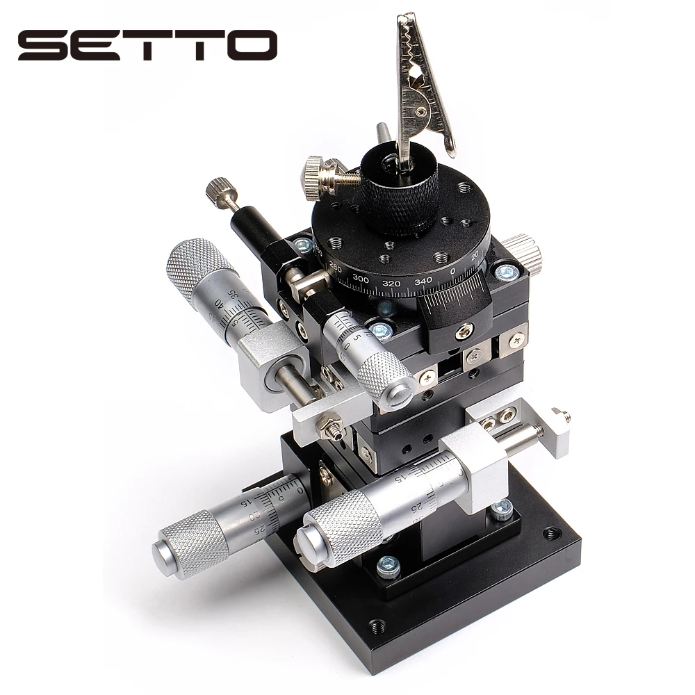 SETTO Precision XYZR 4 Axis Manual Linear Positioning Stage Bearing Tuning Platform Sliding Table 60x60mm