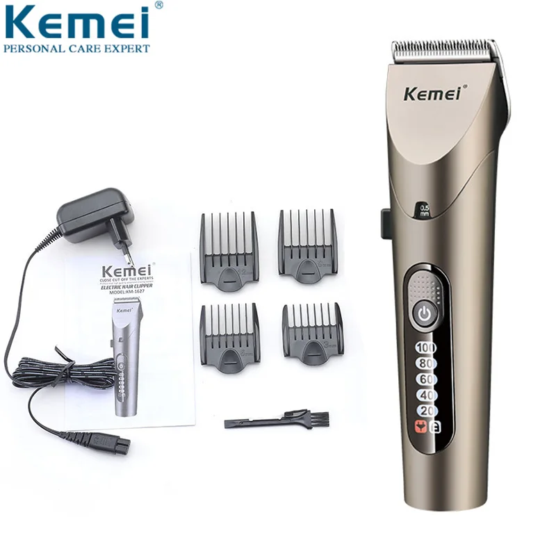 

Kemei Professional LED Hair Trimmer Electric Hair Clipper Waterproof Men's Cordless Haircut Machine Adjustable Blade Low Noise