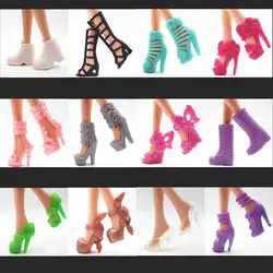Нет 12 пар/компл. Ассорти Модные Красочные смешанные Стильные сандалии обувь на высоком каблуке кукольная одежда