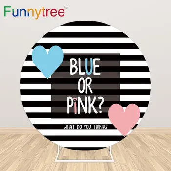 

Funnytree Black and White Stripes Circle Round Backdrop cover Background Boy or Girl Gender Reveal Heart Photozone Photo booth