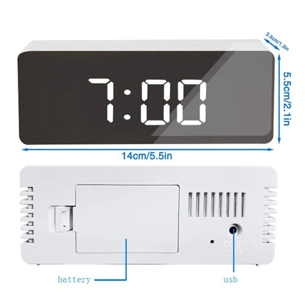 Timepiece Digital LED Temperature Display Christmas Gift Surface Multi-Functional Automatic Remind Home Deco Mirror Alarm Clock