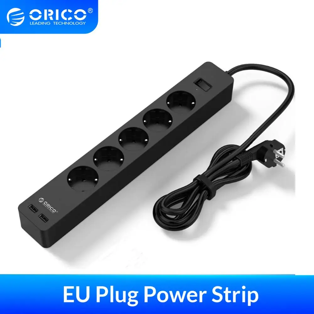 

ORICO 3/5 AC+2 USB Power Strip Electronic Socket Home Office Surge Protector EU Plug Extension Smart Socket Wall Mounted Charger