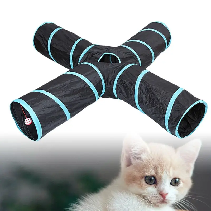 4-Way Crinkle ролик Кот туннель Котенок Играть Игрушка складной вентилируемый дизайн