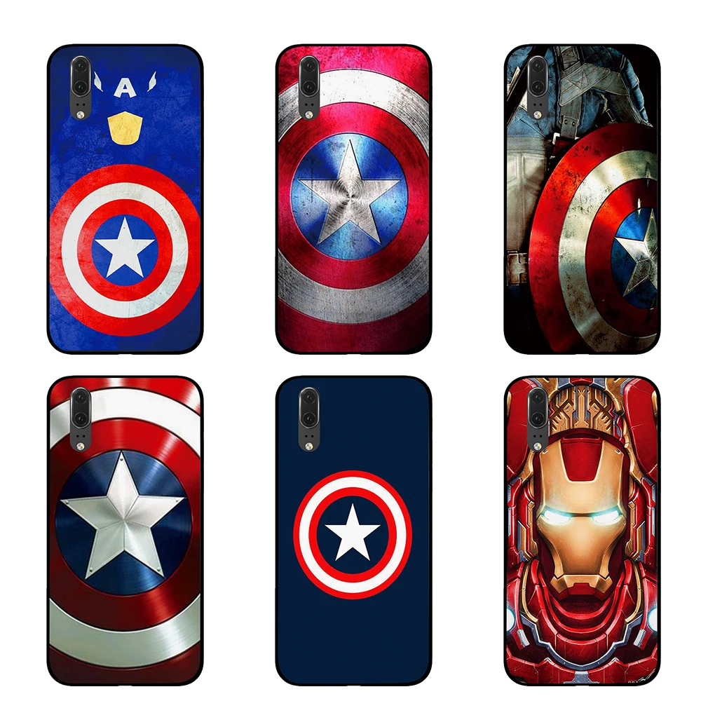 Капитан Америка, Железный человек для marvel черный чехол для телефона huawei P30 P20 mate 10 20 Pro Lite Nova 3 4 3i чехол