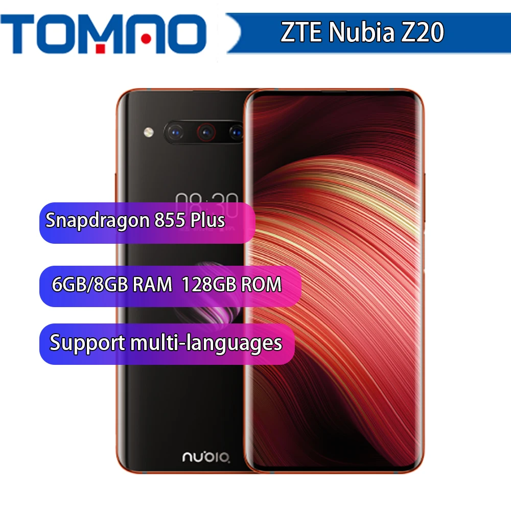 Глобальная версия мобильного телефона zte nubia Z20 8G 128G 6,4"+ 5,1" Snapdragon 855 plus 4000mAh 48MP 30x ZOOM Кнопка отпечатков пальцев