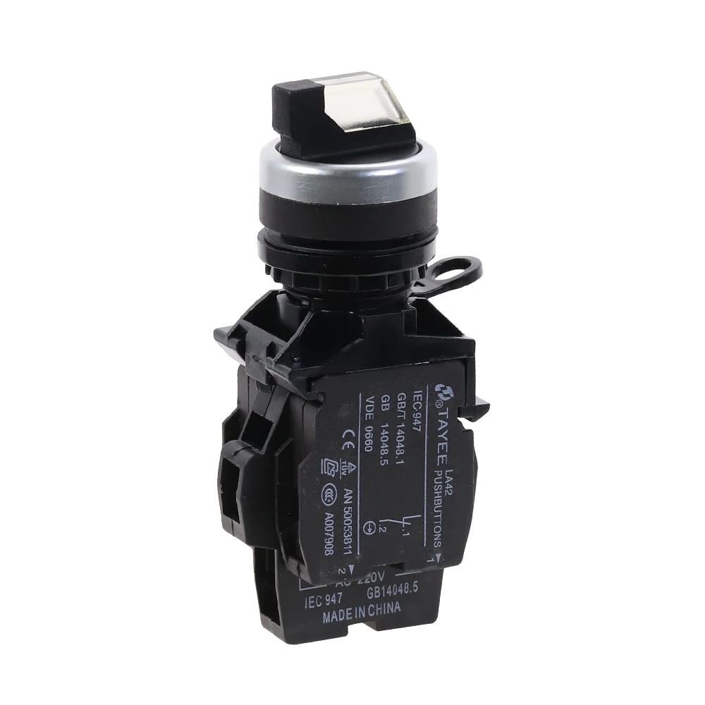 

White 3 Position Selector Switch Light Push Button