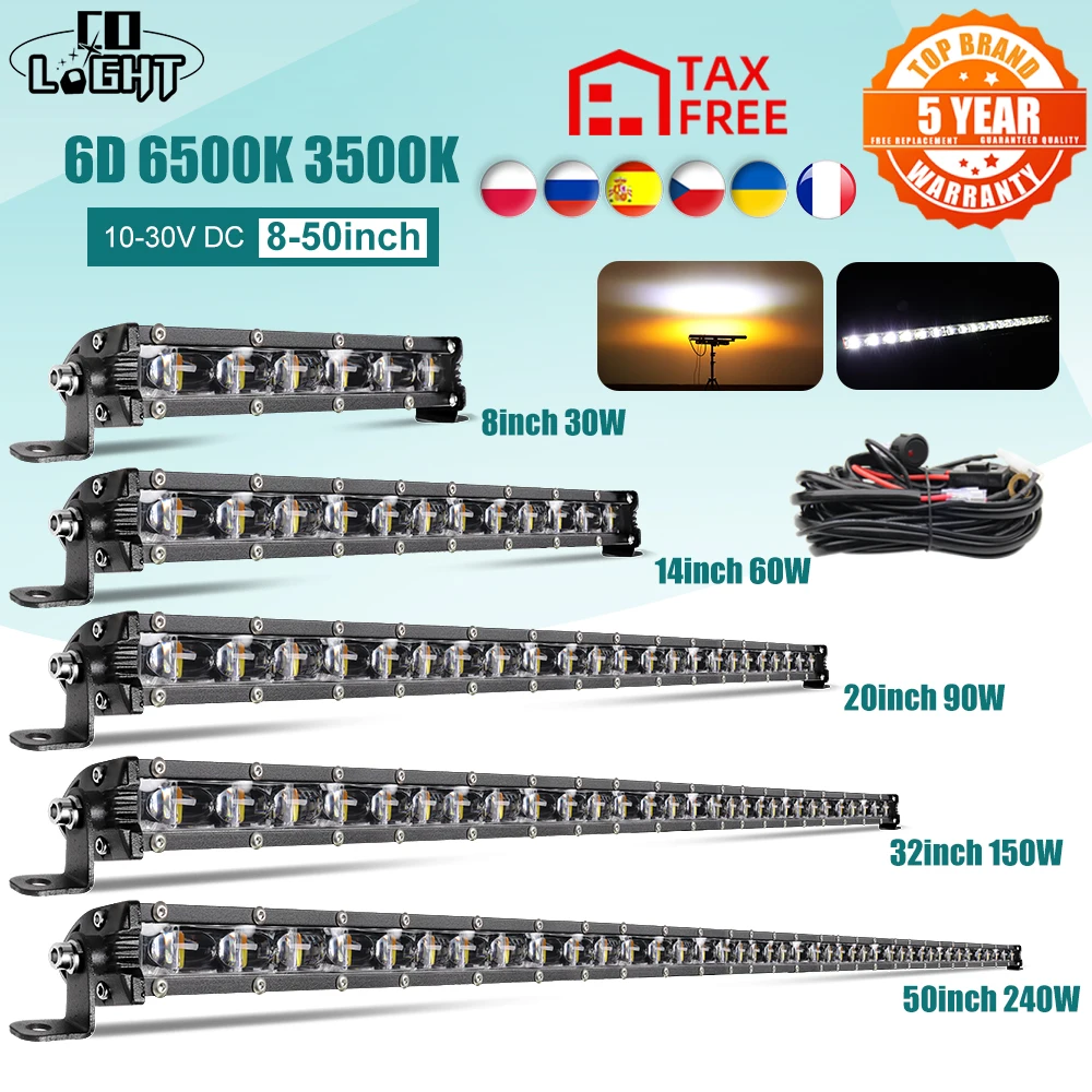 

Светодиодный светильник CO LIGHT, 8/14/20/26/32/38/44/50 дюймов, для бездорожья, точечный прожектор, комбинированный стробоскоп, светодиодный рабочий св...