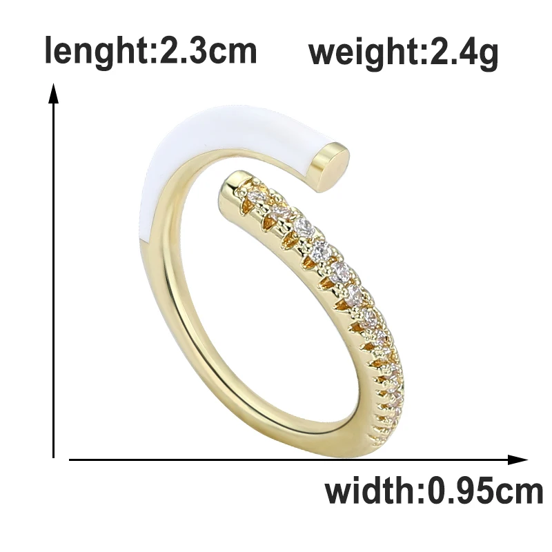 Finger Ring Adjustable Rings Opening Ring Summer Colorful Neon Enamel Open Adjusted Finger Ring For Women Fluorescent Fashion Copper Zircon Jewelry