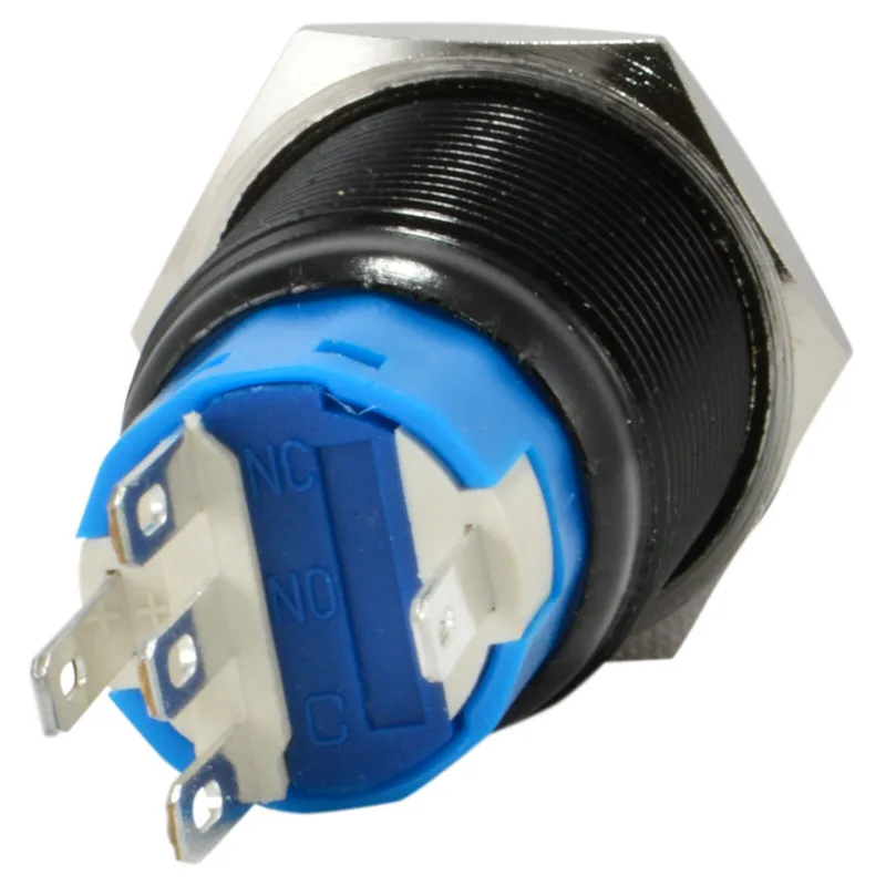 High Quality 19mm 12V Latching Push Button Power Switch Black Metal LED Waterproof Self-locking button switch