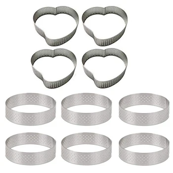 

Circular Stainless Steel Porous Tart Ring Bottom Tower Pie Cake Mould Baking Tools,Cake Mousse Ring Heart-Shaped & Round