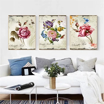 

Vintage Poster Flower Oil Painting Purple canvas Wall Pictures Plant Abstractos Flower Wall Art for Living Room Cuadros