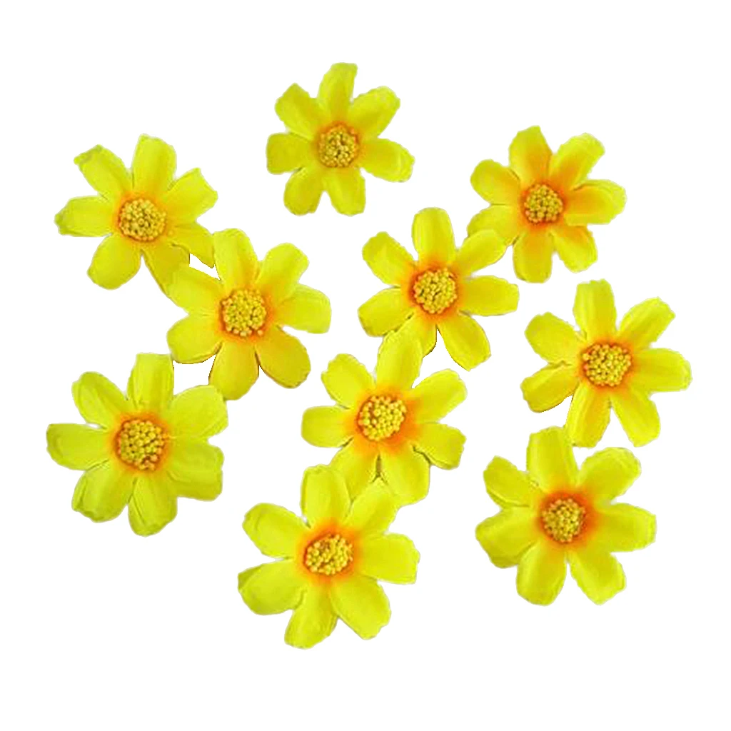 10Pcs Vivid Artificial Daisy Flowers Faux Flower Heads DIY Bouquet Floral Decor