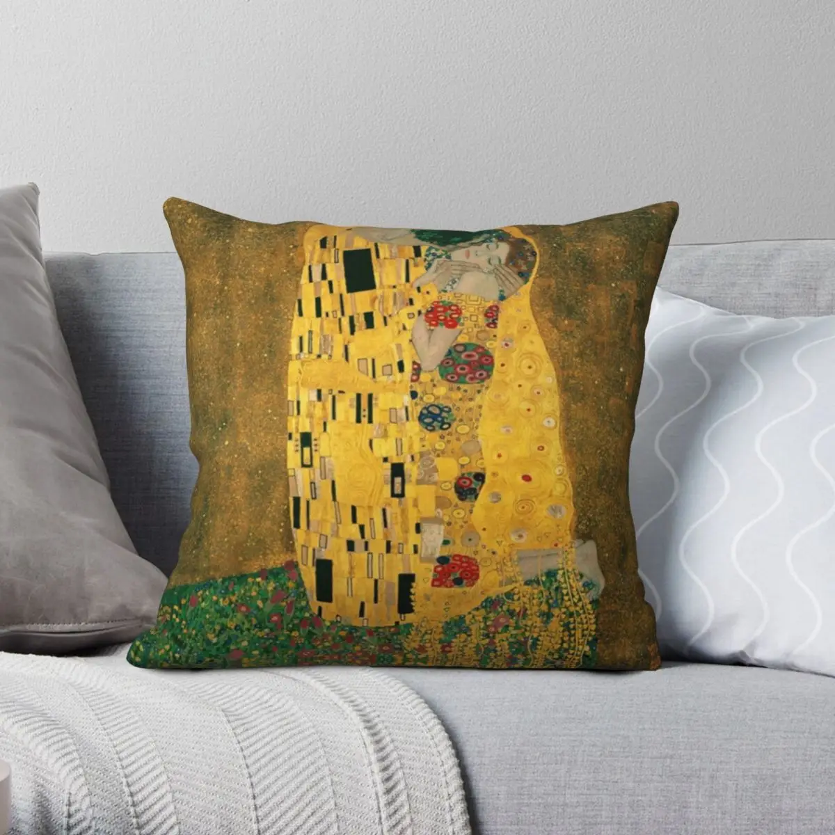 

The Kiss Gustav Klimt Square Pillowcase Polyester Linen Velvet Creative Zip Decor Throw Pillow Case Sofa Seater Cushion Cover