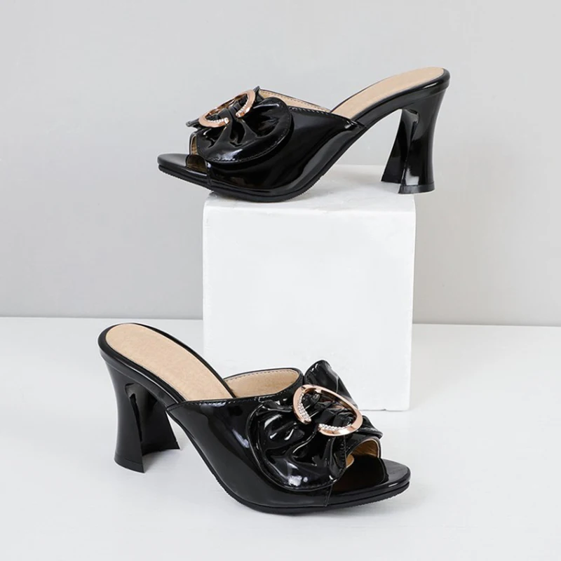 KOLNOO Handmade New Womens Strange Heeled Slippers Butterfly Crystal Peep-Toe Sexy Easy Wear Evening Party Prom Fashion Sandals