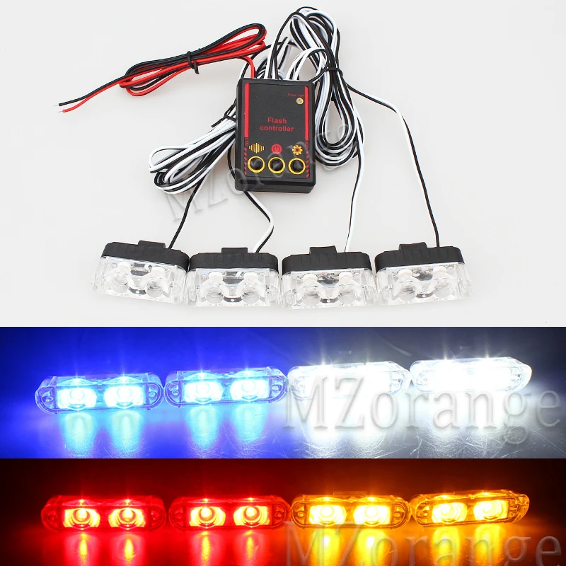 

fso flash strobe light 4x2 LED Police lights led strobe lights on a car police flasher stroboscopes Flash Lights police light
