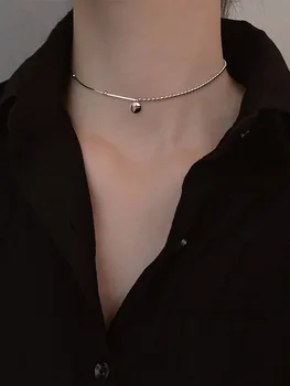 

925 sterling silver lucky peas alphabet necklace for female neck chain simple clavicle chain temperament wild necklace for women