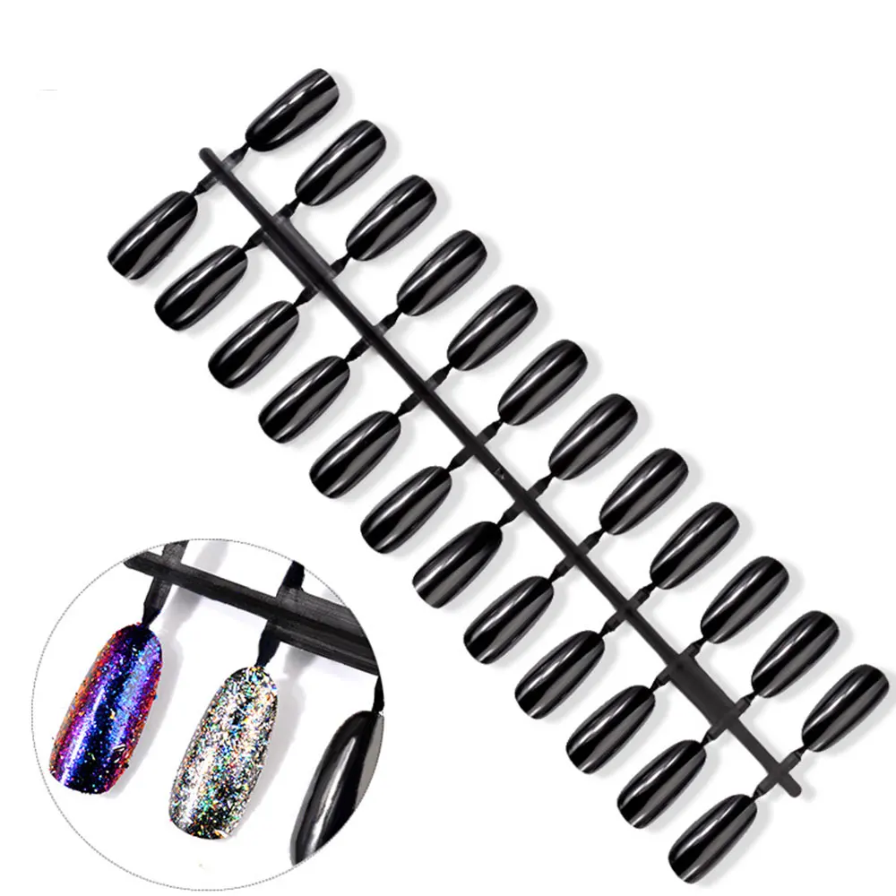 480pcs Nail Short Painted Black Transparent Color Card Scrub Swatch Nail Art Manicure Tip Accessories
