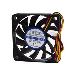 Ventilateur de refroidissement silencieux 3 broches pour EVERCOOL, dc 12v, 0,14 a, 60x60x10mm 