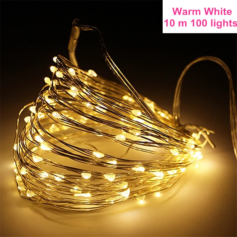 100LED warm Рождественские украшения для дома, 20 светодиодов, Рождественские елочные украшения, снежные хлопья, светодиодные огни, рождественские новогодние гирлянды, B - Цвет: 100LED warm