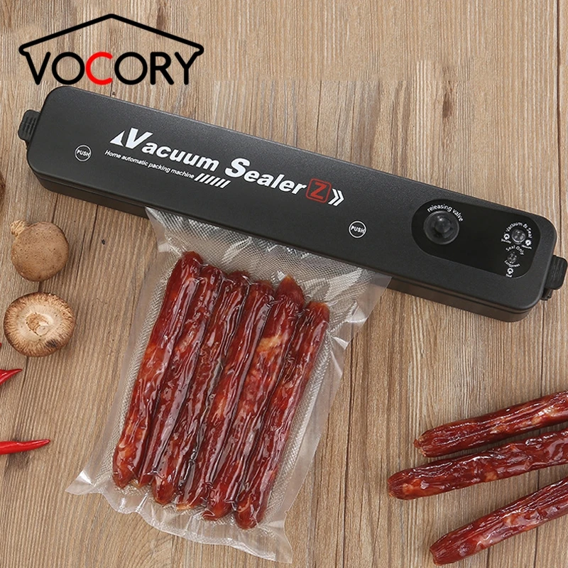 Máquina selladora al vacío para alimentos, Estilo negro de envasado al vacío para cocina, con enchufe de la UE/EE. UU., 220/110V, regalo gratis, 10 Uds.